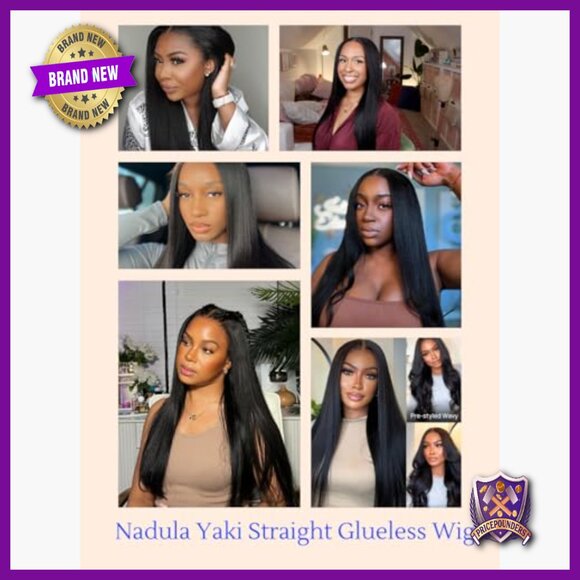 16in Human Hair Wig Glueless HD Lace Front Pre Cut Yaki Straight main image 4